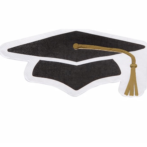 20ct Die Cut Foil Beverage Napkins - GRADUATION CAP - Picture 1 of 1